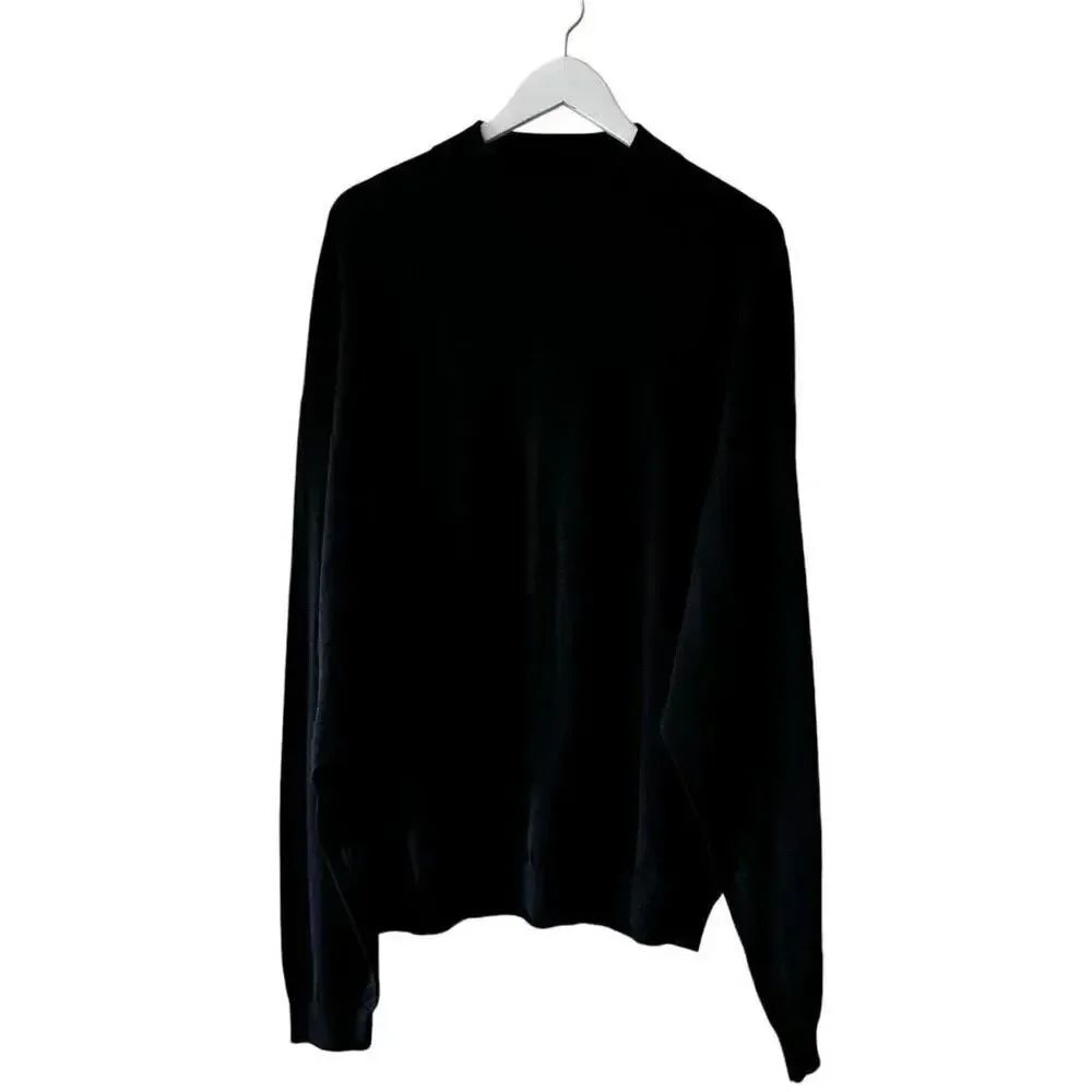 Baracuta Vintage Silk Blend Black Mock Neck Retro Knit Men  Sweater SZ 2X #2296